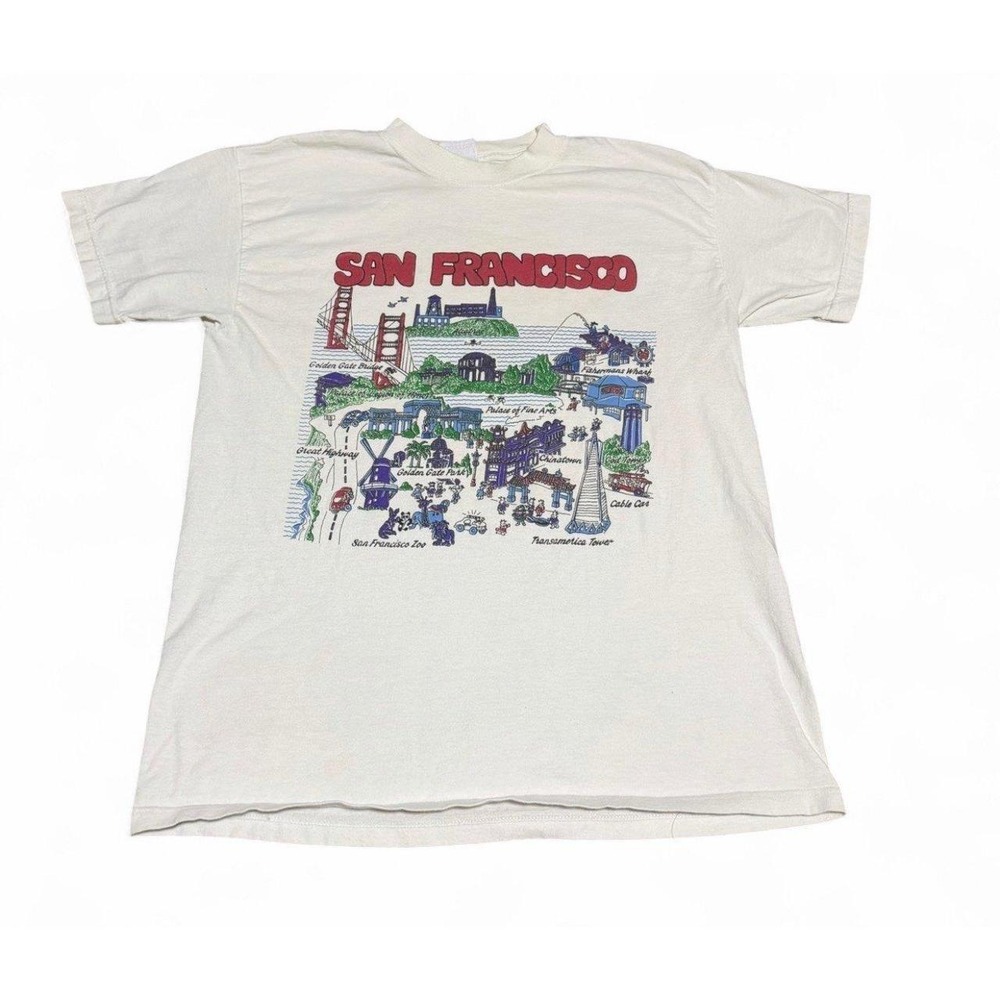 Vintage San Francisco Tourist T Shirt Large Gildan Famous Landmarks Graphic